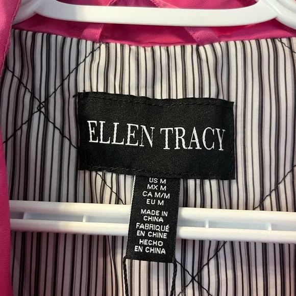 NWT Ellen Tracy Women's Vibrant Pink Trench Coat - Picture 3 of 8